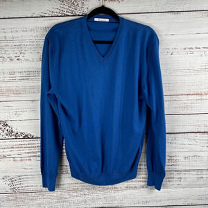 Camicissima Made In Italy Men's Size L Blue V Neck Long Sleeve Sweater